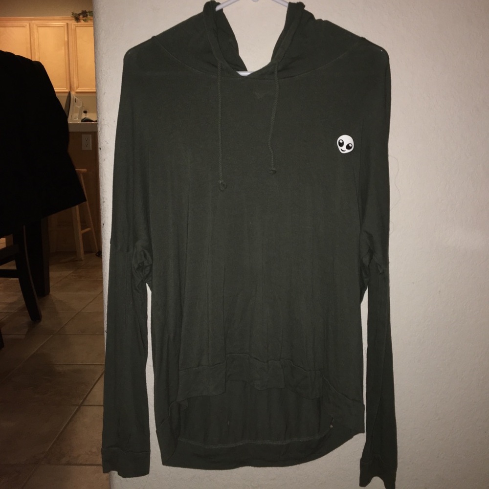 Olive green Alien print hoodie